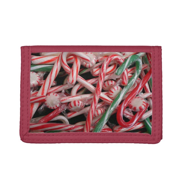 Candy Canes and Peppermints Christmas Holiday Trifold Wallet (Front)
