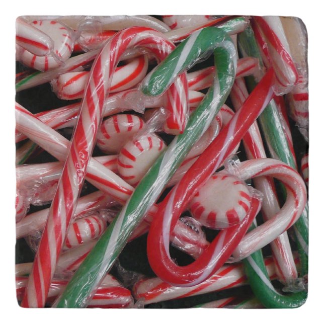 Candy Canes and Peppermints Christmas Holiday Trivet (Front)