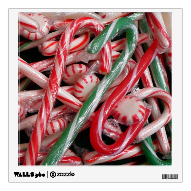 Candy Canes and Peppermints Christmas Holiday Wall Sticker (Front)