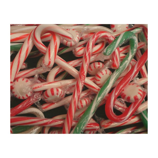 Candy Canes and Peppermints Christmas Holiday Wood Wall Art (Front)