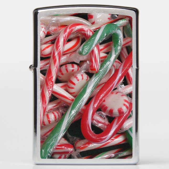 Candy Canes and Peppermints Christmas Holiday Zippo Lighter (Front)
