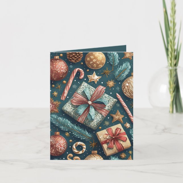 Candy Canes and Presents Holiday Card (Front)