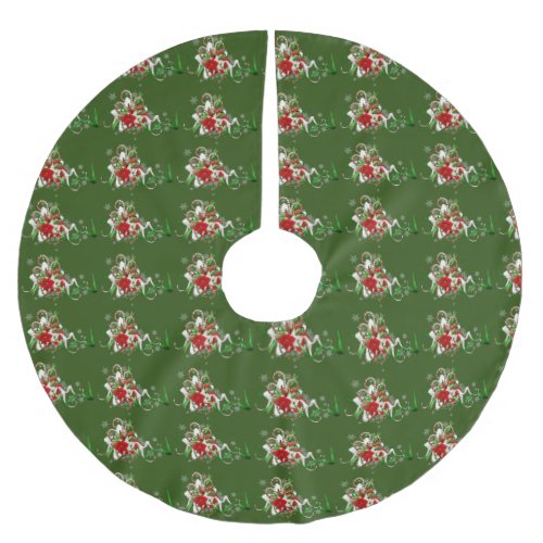 Candy Canes and Ribbons Brushed Polyester Tree Skirt