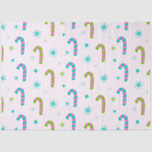 Candy Canes and Snowflakes Pink Christmas Tissue Paper