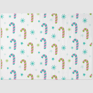 Candy Canes and Snowflakes White Christmas Tissue Paper