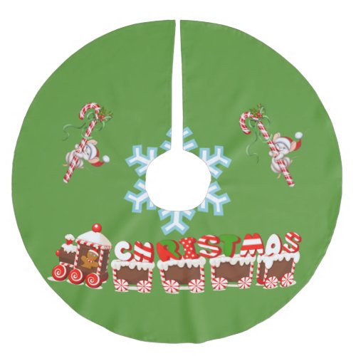 Candy Canes and Train Christmas Tree Skirt