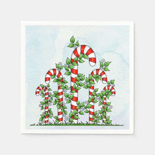 Candy Canes and Vines Christmas Napkin (Front)