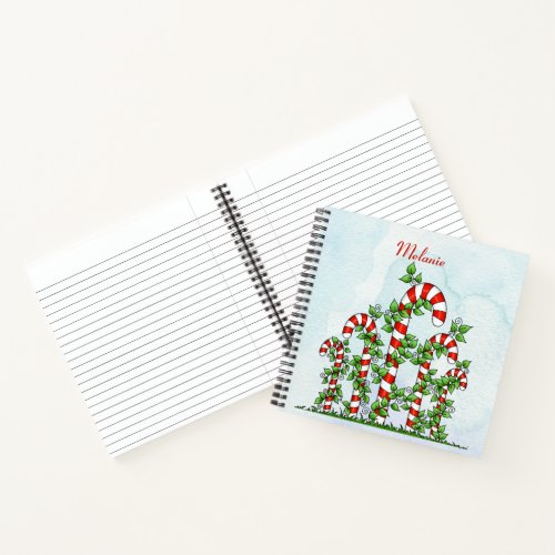 Candy Canes and Vines Christmas Notebook