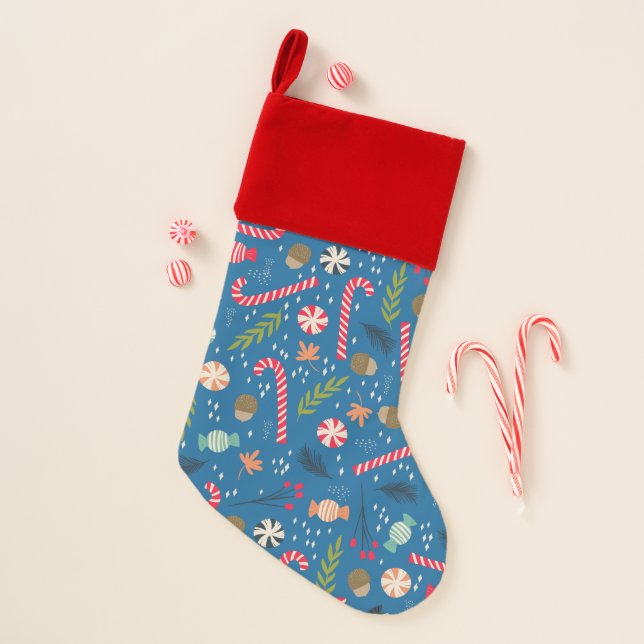 Candy Canes and Wrapped Christmas Candy Christmas Stocking (Front)