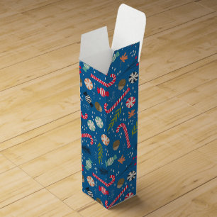 Candy Canes and Wrapped Christmas Candy Wine Box