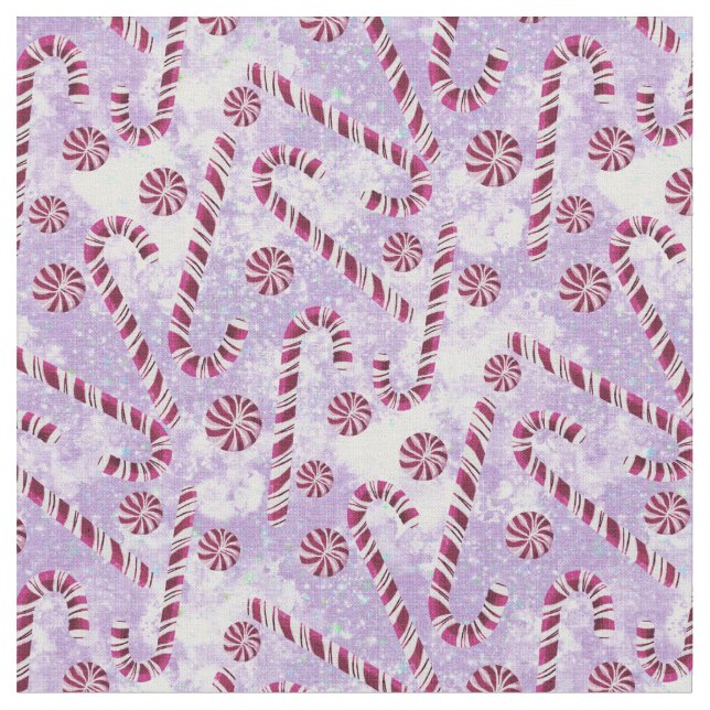 Candy Canes Berry Purple  Fabric (Close Up)