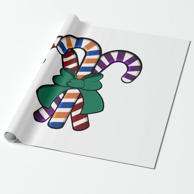 Candy Canes bouquet - green ribbon  Wrapping Paper (Unrolled)