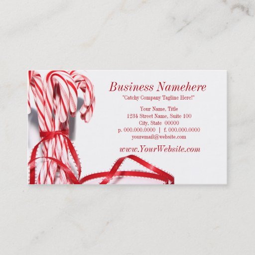 Customizable Candy Canes Business Cards