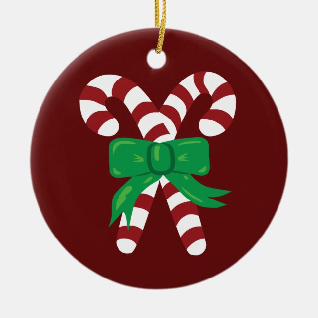 Candy Canes Ceramic Ornament (Front)