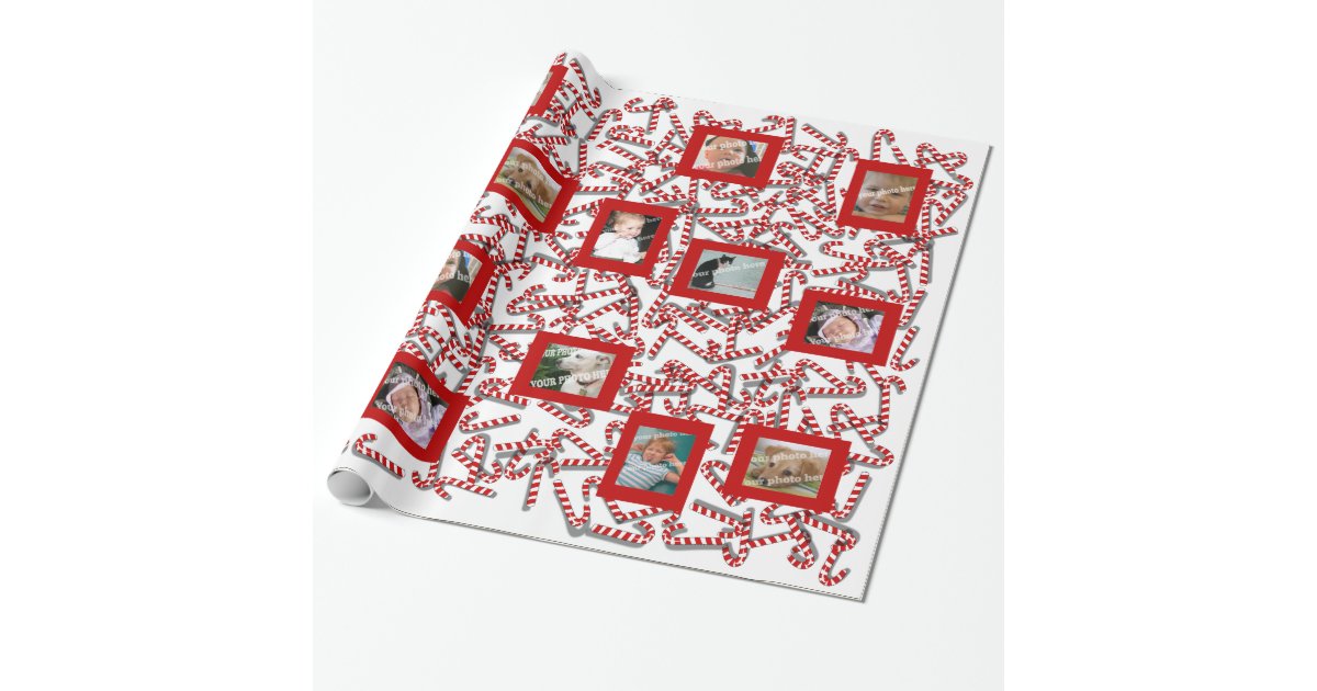 Candy Canes Christmas Custom Photo Wrapping Paper | Zazzle.com