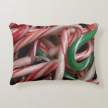 Candy Canes Christmas Holiday White Green and Red Accent Pillow