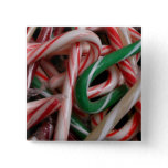 Candy Canes Christmas Holiday White Green and Red Button