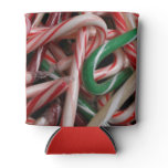 Candy Canes Christmas Holiday White Green and Red Can Cooler