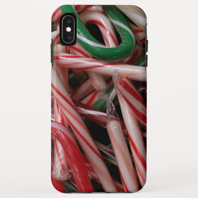 Candy Canes Christmas Holiday White Green and Red Case-Mate iPhone Case (Back)