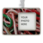 Candy Canes Christmas Holiday White Green and Red Christmas Ornament