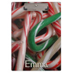 Candy Canes Christmas Holiday White Green and Red Clipboard