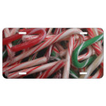 Candy Canes Christmas Holiday White Green and Red License Plate