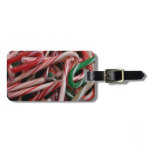 Candy Canes Christmas Holiday White Green and Red Luggage Tag