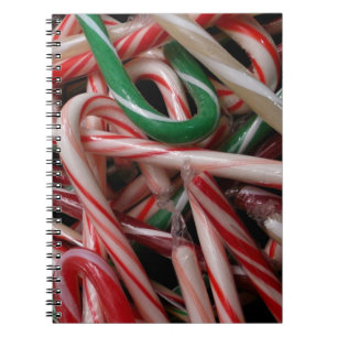 Candy Canes Christmas Holiday White Green and Red Notebook