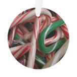 Candy Canes Christmas Holiday White Green and Red Ornament