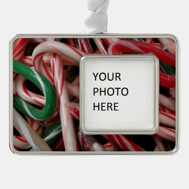 Candy Canes Christmas Holiday White Green and Red Ornament (Front)