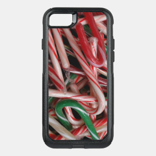 Candy Canes Christmas Holiday White Green and Red OtterBox Commuter iPhone SE/8/7 Case