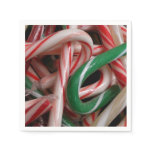 Candy Canes Christmas Holiday White Green and Red Paper Napkins