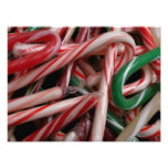 Candy Canes Christmas Holiday White Green and Red Photo Print