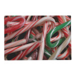 Candy Canes Christmas Holiday White Green and Red Placemat
