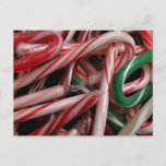 Candy Canes Christmas Holiday White Green and Red Postcard