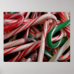 Candy Canes Christmas Holiday White Green and Red Poster