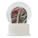 Candy Canes Christmas Holiday White Green and Red Snow Globe