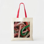 Candy Canes Christmas Holiday White Green and Red Tote Bag