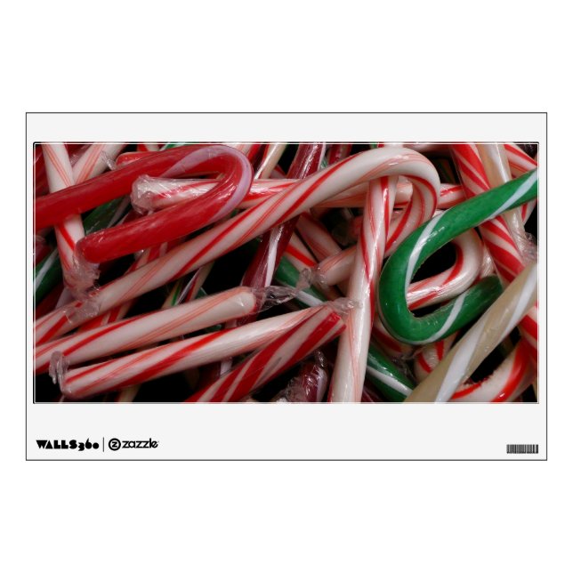 Candy Canes Christmas Holiday White Green and Red Wall Sticker (Front)
