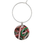 Candy Canes Christmas Holiday White Green and Red Wine Glass Charm