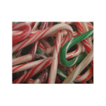 Candy Canes Christmas Holiday White Green and Red Wood Poster
