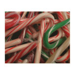Candy Canes Christmas Holiday White Green and Red Wood Wall Art