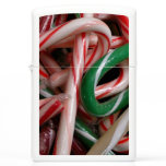 Candy Canes Christmas Holiday White Green and Red Zippo Lighter
