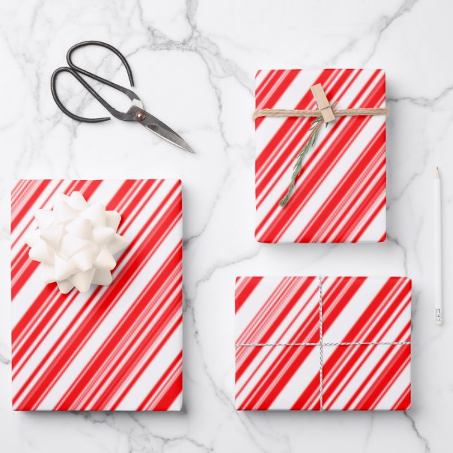 Candy Canes Christmas Holiday Wrapping Paper Sheets (Front)