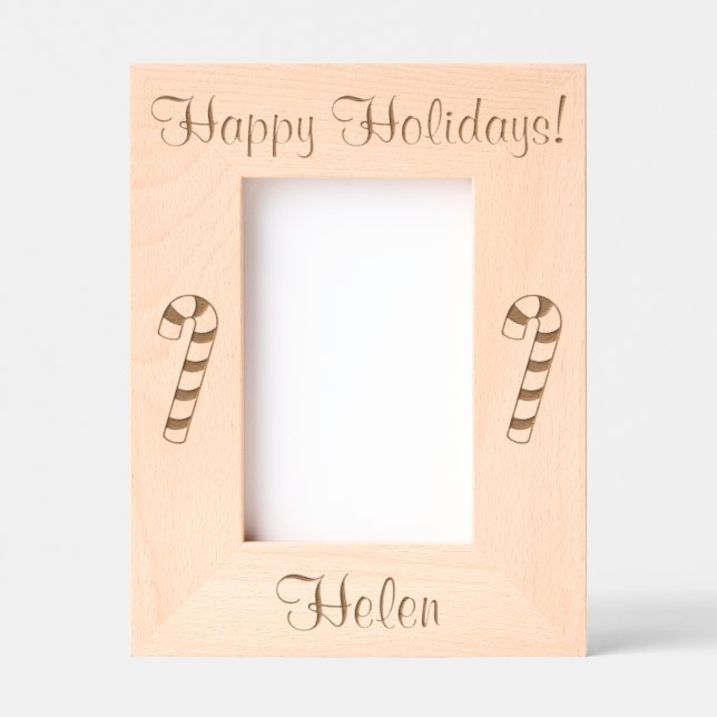 Candy Canes Christmas Holidays Laser Engraved Frames (Front)