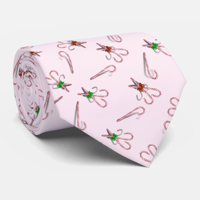  Candy Canes Christmas Neck Tie (Rolled)