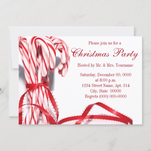 Candy Canes Christmas Party Invitations