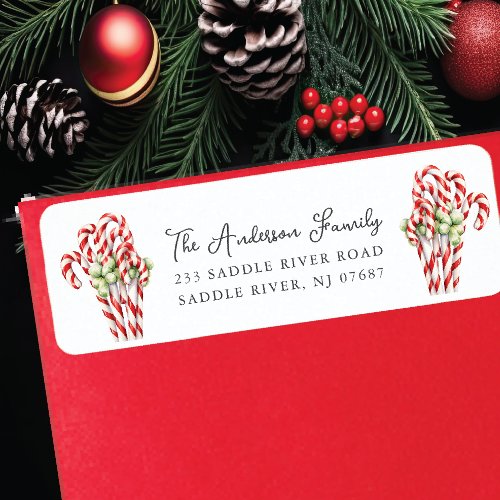 Candy Canes Christmas Return Address Label