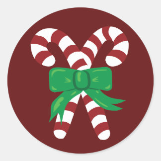 Candy Canes Classic Round Sticker