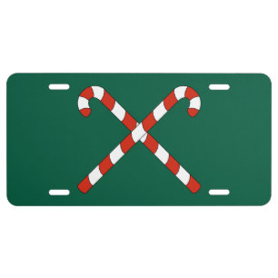 Candy Canes Crossed License Plate